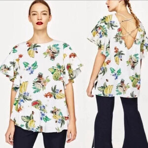 Zara Printed Ruffle Top